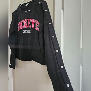 PINK Victoria's Secret Varsity Buckeyes Ohio State Sweater Small OSU Sleeve